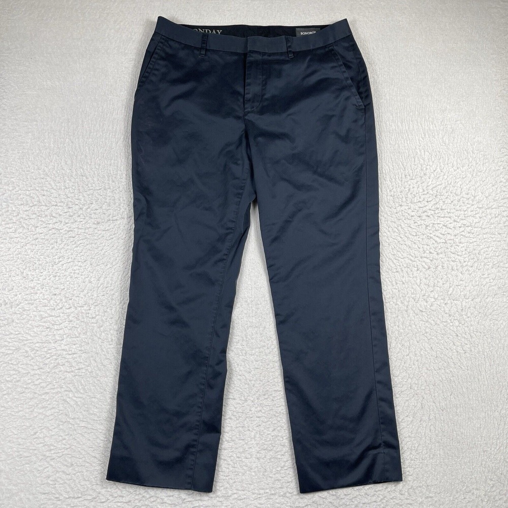 Bonobos Pants Mens 33x32 Blue Straight Leg Monday Workwear Casual Office Pant